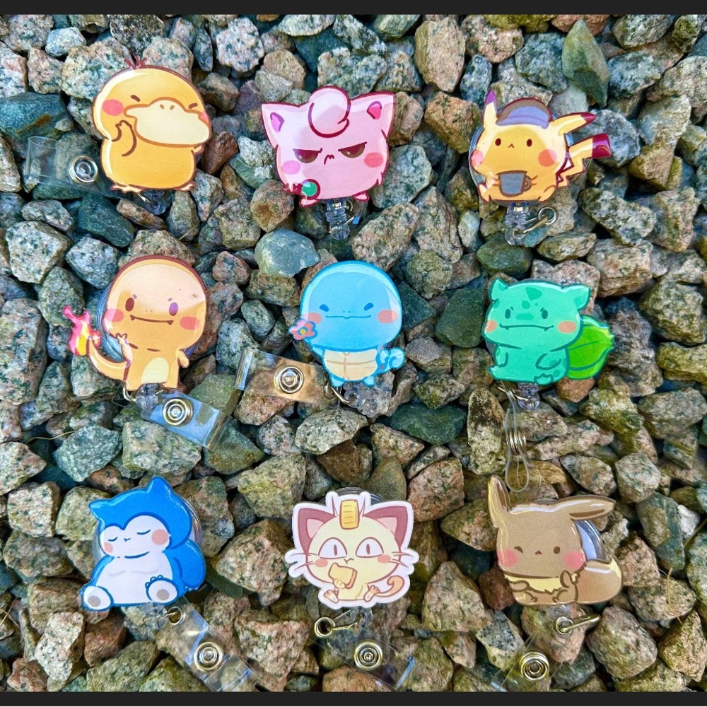 Pokemon id badge reel clip holder